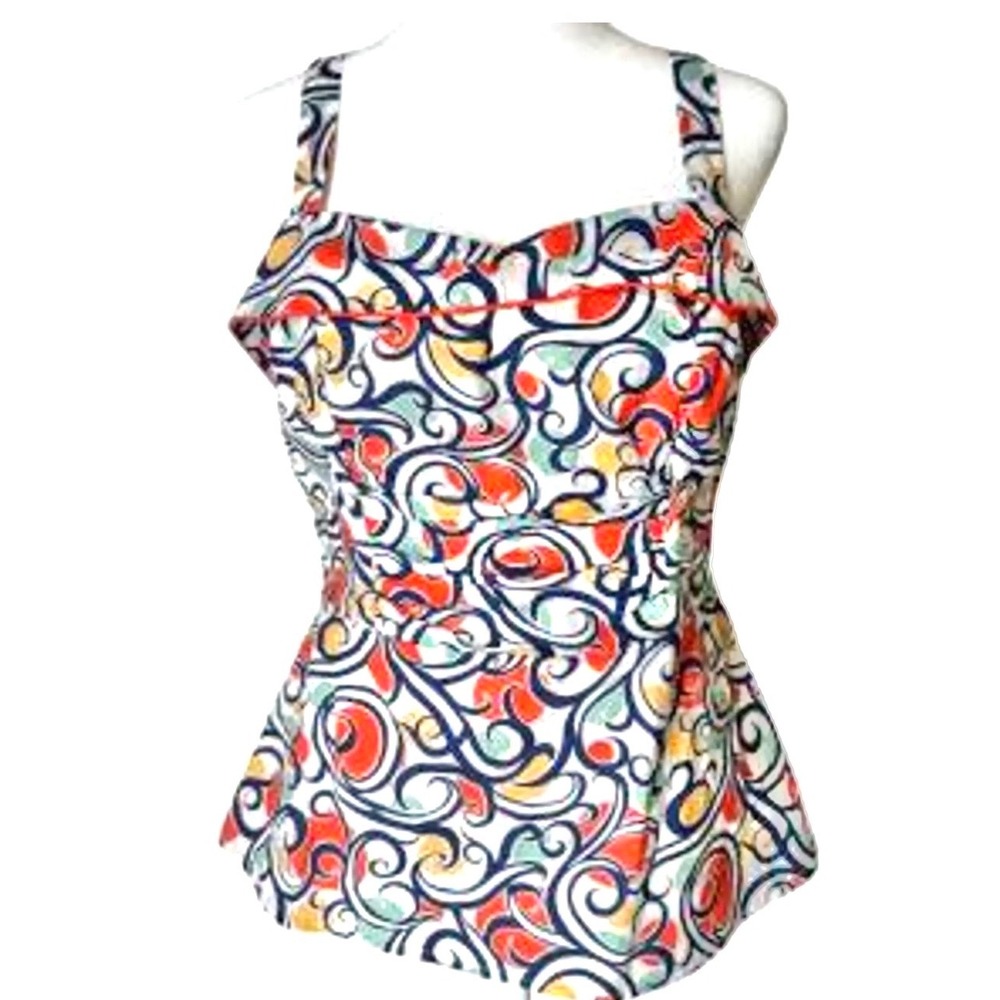 CABI Keepsake Cami SIZE 6 Retro Print Cotton Top Adjustable Straps Vintage Style
